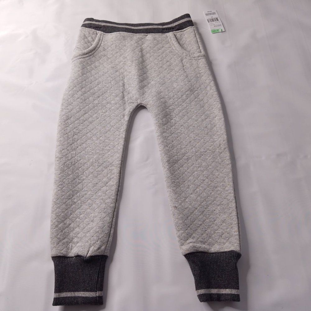 Toughskins Girls Joggers Sweatpants Size 4T Gray Quilted Stretchy Sparkle Winter